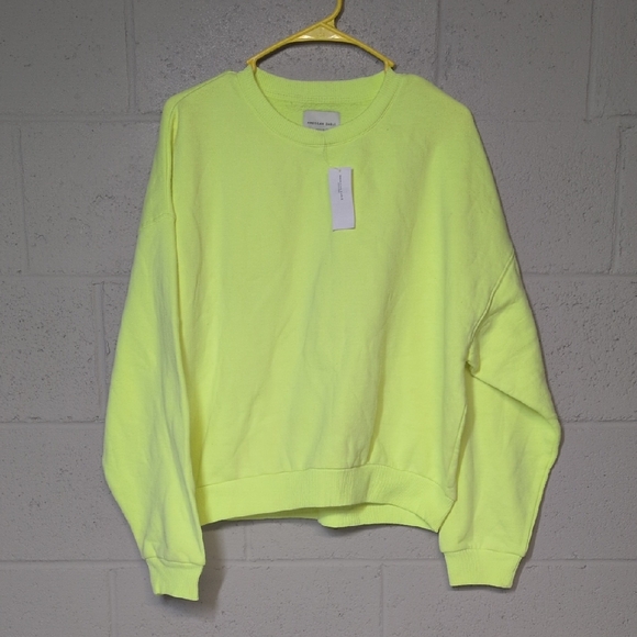 American Eagle Outfitters Tops - American Eagle Women's Super Soft Crew Neck Lime Sweatshirt, Large NWT